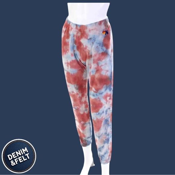 Aviator Nation Women’s LIGHT WEIGHT HAND DYED SWEATPANTS - TIE DYE RED ♥️🌈 - Picture 4 of 15